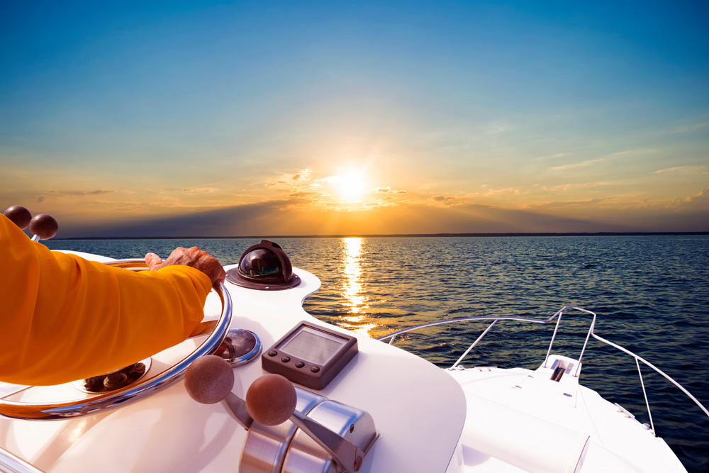 motor boat in the blue ocean