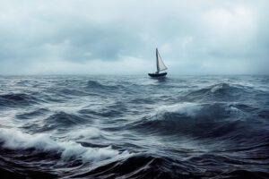 boat in stormy sea